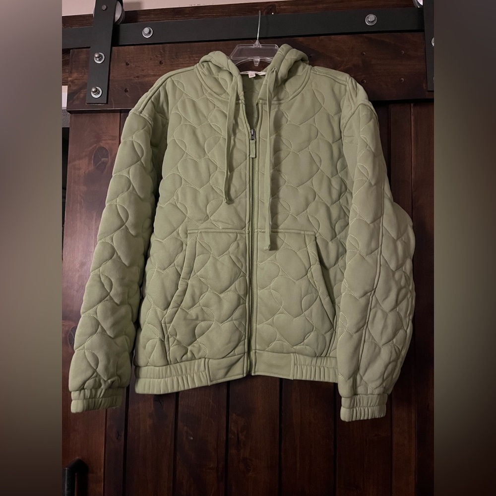Indigo Threads Quilted Green Hooded Jacket